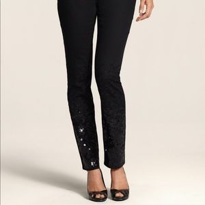 Chico’s Black Platinum Denim Sequin Slim Leg Jeans